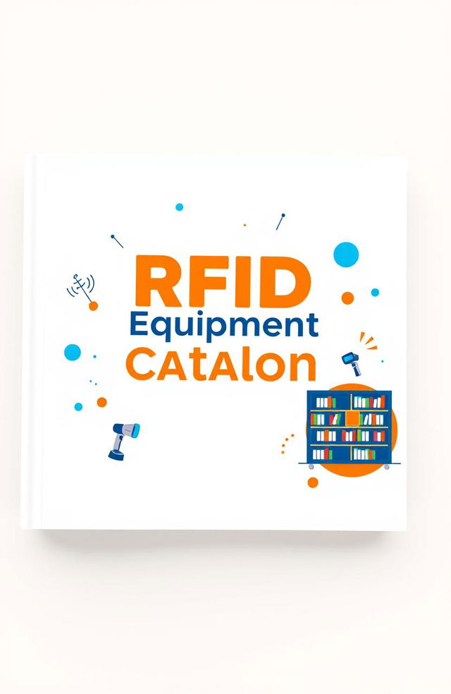 A modern and clean catalog cover design dedicated to RFID equipment, featuring a bright and inviting layout