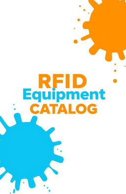 A modern and clean catalog cover design dedicated to RFID equipment, featuring a bright and inviting layout