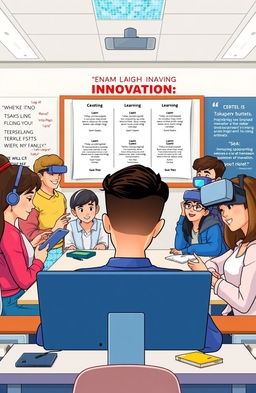 A visually engaging illustration depicting the concept of innovation in technology-based learning