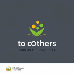 A modern and trendy logo design featuring the theme 'Bringing Benefits to Others with All Our Resources', incorporating an illustration that symbolizes happiness