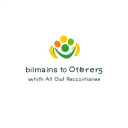 A modern and trendy logo design featuring the theme 'Bringing Benefits to Others with All Our Resources', incorporating an illustration that symbolizes happiness