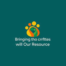 A modern and trendy logo design featuring the theme 'Bringing Benefits to Others with All Our Resources', incorporating an illustration that symbolizes happiness