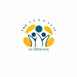 A modern and trendy logo design featuring the theme 'Bringing Benefits to Others with All Our Resources', incorporating an illustration that symbolizes happiness