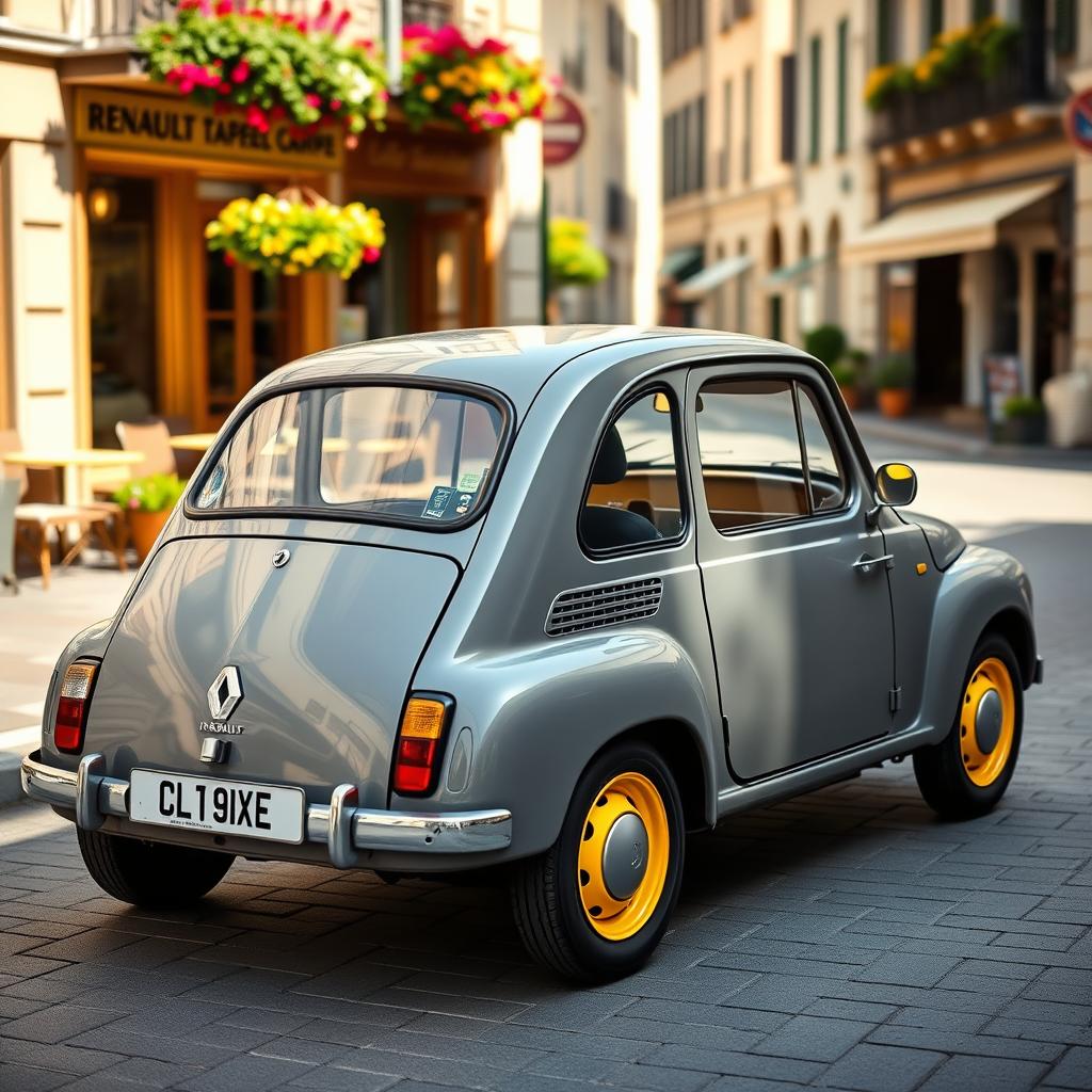 A delightful classic Renault Twingo, beautifully showcasing a combination of gray and yellow colors