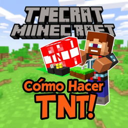 A vibrant and engaging YouTube thumbnail for a tutorial on how to create TNT in Minecraft