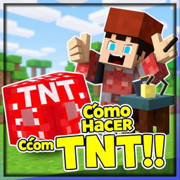 A vibrant and engaging YouTube thumbnail for a tutorial on how to create TNT in Minecraft