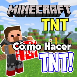 A vibrant and engaging YouTube thumbnail for a tutorial on how to create TNT in Minecraft
