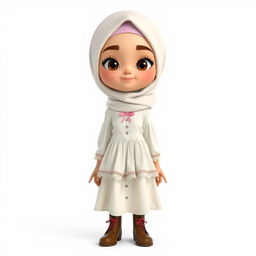 A cartoon 3D character of a 30-year-old woman standing in front of a white background