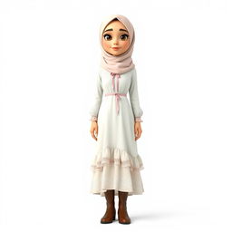 A cartoon 3D character of a 30-year-old woman standing in front of a white background