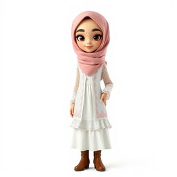 A cartoon 3D character of a 30-year-old woman standing in front of a white background