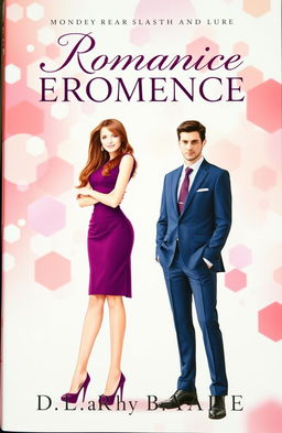 A romantic book cover featuring a girl with long brown hair wearing a plum-colored dress and high heels, standing confidently