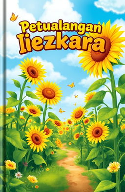 A beautiful book cover design for the title 'Petualangan Iezkara'