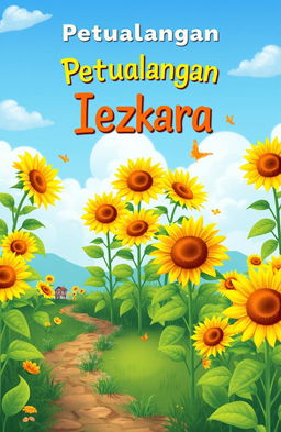 A beautiful book cover design for the title 'Petualangan Iezkara'