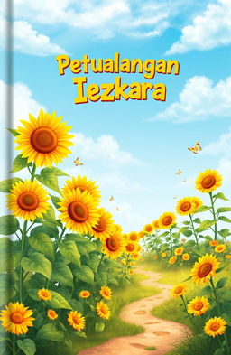 A beautiful book cover design for the title 'Petualangan Iezkara'