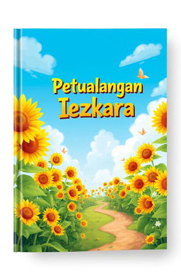 A beautiful book cover design for the title 'Petualangan Iezkara'