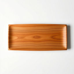 A beautifully crafted elegant rectangle wooden plate, showcasing intricate wood grain patterns and a polished finish