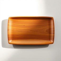 A beautifully crafted elegant rectangle wooden plate, showcasing intricate wood grain patterns and a polished finish