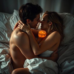 A passionate and intimate scene between a couple sharing an intense moment of connection