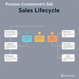 An informative flowchart illustrating the Process Customers Sales Lifecycle