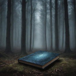 Design a striking book cover with an aura of mystery. It should include eerie forest scenery with twinkling starlight breaking through the foliage