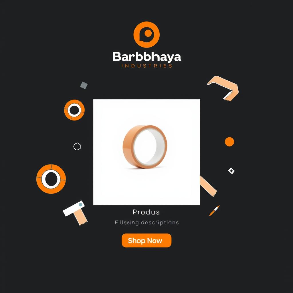 An Instagram image post template designed for 'Barbhaya Industries' to showcase products like masking tape, duct tapes, other adhesive tapes, and stretch films