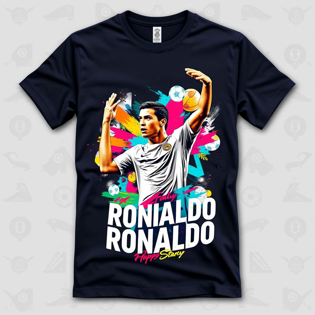 A beautifully designed t-shirt featuring an artistic tribute to Cristiano Ronaldo