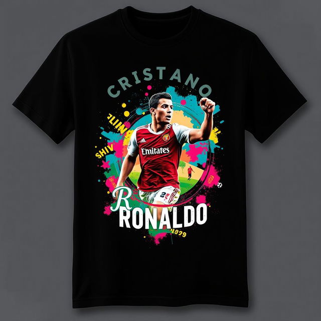 A beautifully designed t-shirt featuring an artistic tribute to Cristiano Ronaldo