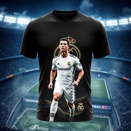 A stunning t-shirt featuring an elegant design dedicated to Cristiano Ronaldo's time at Real Madrid