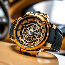 An exquisite Bugatti Timepiece, showcasing the stunning design of a Tourbillon watch