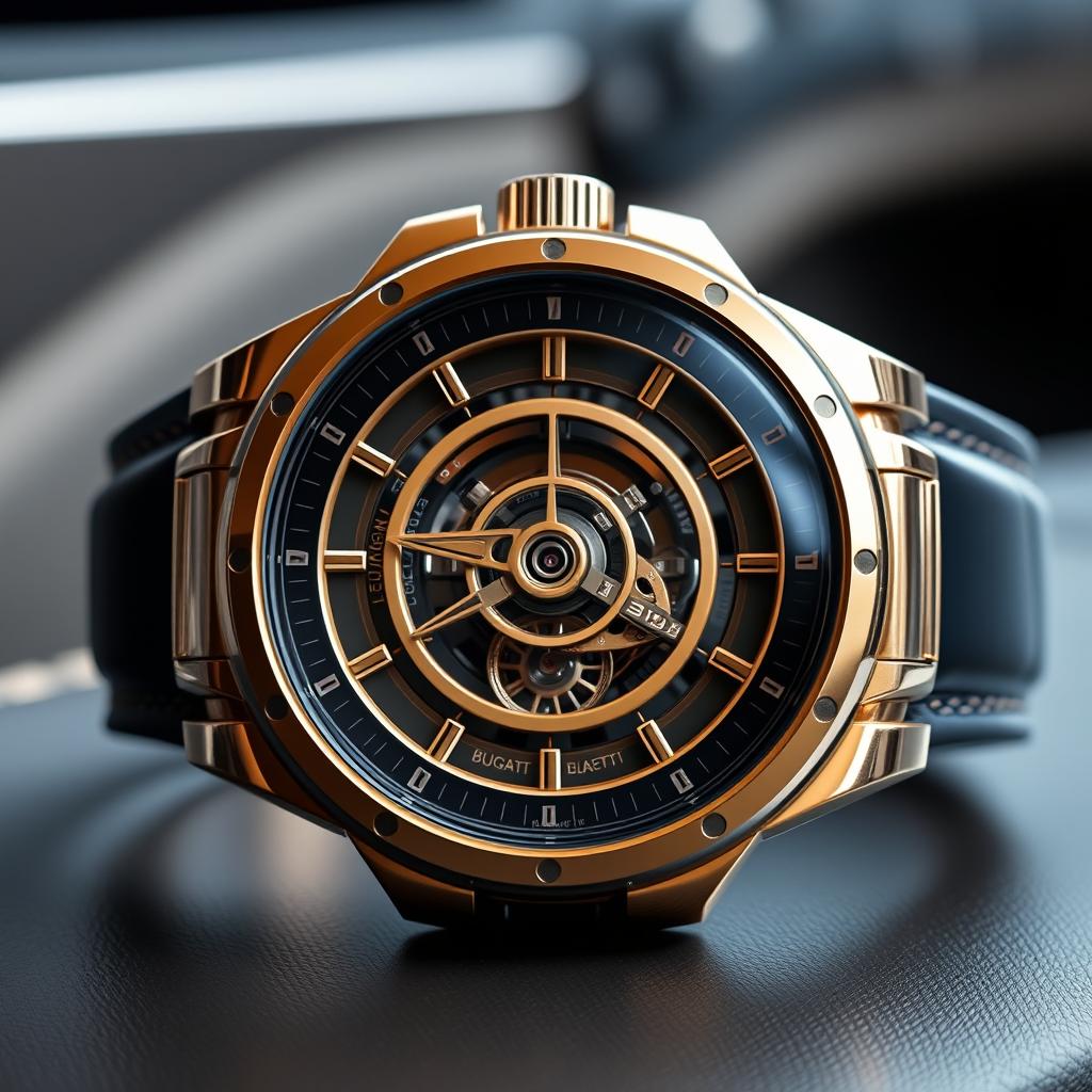 An exquisite Bugatti Timepiece, showcasing the stunning design of a Tourbillon watch