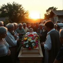 An emotional scene depicting the funeral of an 83-year-old man named António, set in the summer of 1982