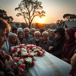 An emotional scene depicting the funeral of an 83-year-old man named António, set in the summer of 1982