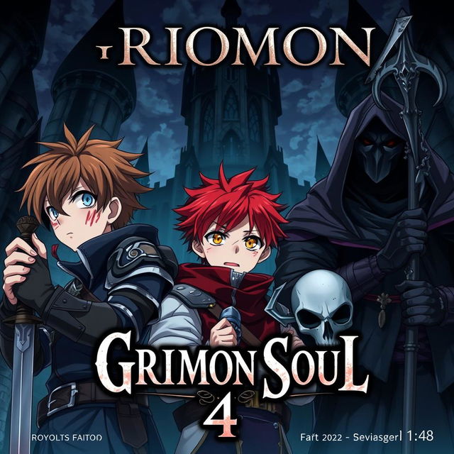 A dark fantasy anime cover for 'Grimon Soul 4'