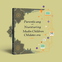 A sophisticated book cover design for "Parenting and Nurturing Muslim Children in the Digital Era"