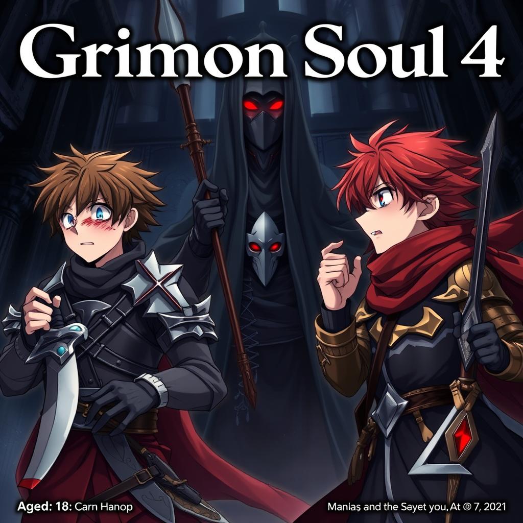 A dark fantasy anime cover for 'Grimon Soul 4'