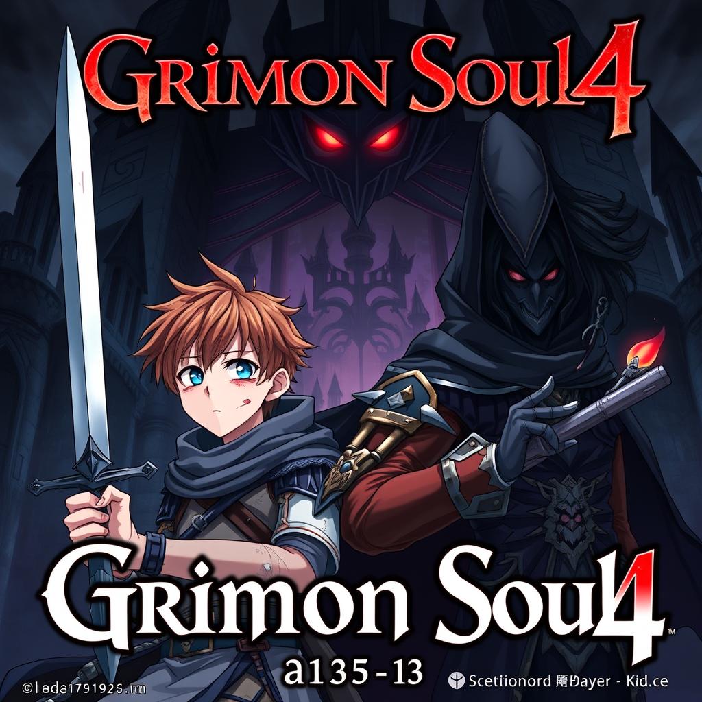 A dark fantasy anime cover for 'Grimon Soul 4'