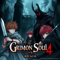 A dark fantasy anime cover for 'Grimon Soul 4'