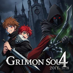 A dark fantasy anime cover for 'Grimon Soul 4'