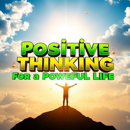 A dynamic and uplifting book cover titled 'Positive Thinking for a Powerful Life'