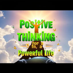 A dynamic and uplifting book cover titled 'Positive Thinking for a Powerful Life'