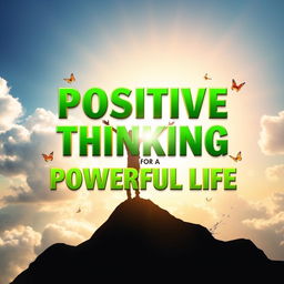 A dynamic and uplifting book cover titled 'Positive Thinking for a Powerful Life'