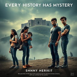 A cinematic horror comedy poster titled 'Every History Has Mystery'