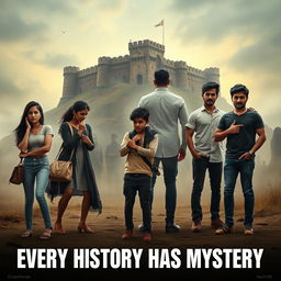 A cinematic horror comedy poster titled 'Every History Has Mystery'