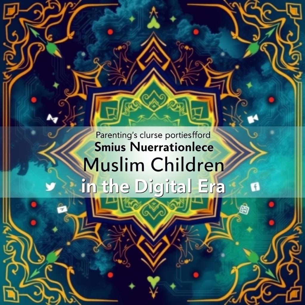 A visually captivating background image for the book cover titled "Parenting and Nurturing Muslim Children in the Digital Era"