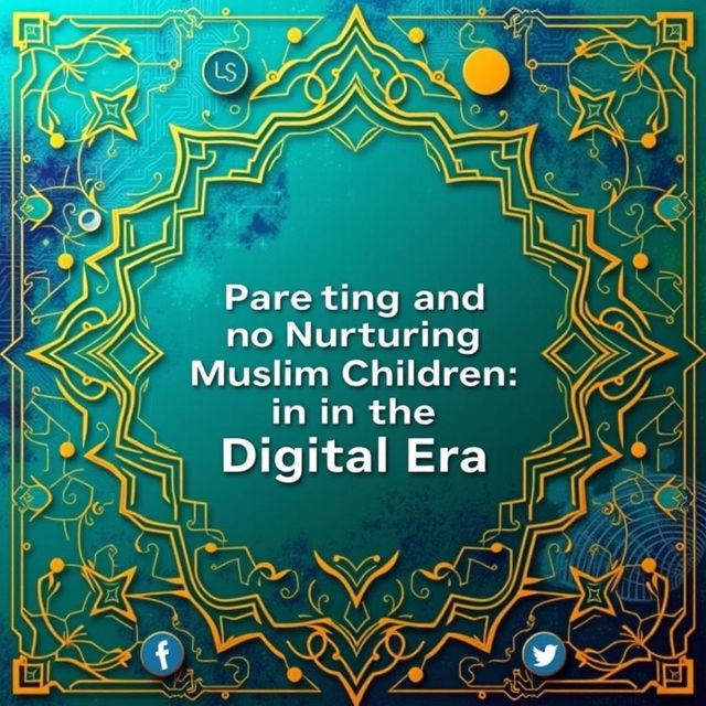 A visually captivating background image for the book cover titled "Parenting and Nurturing Muslim Children in the Digital Era"