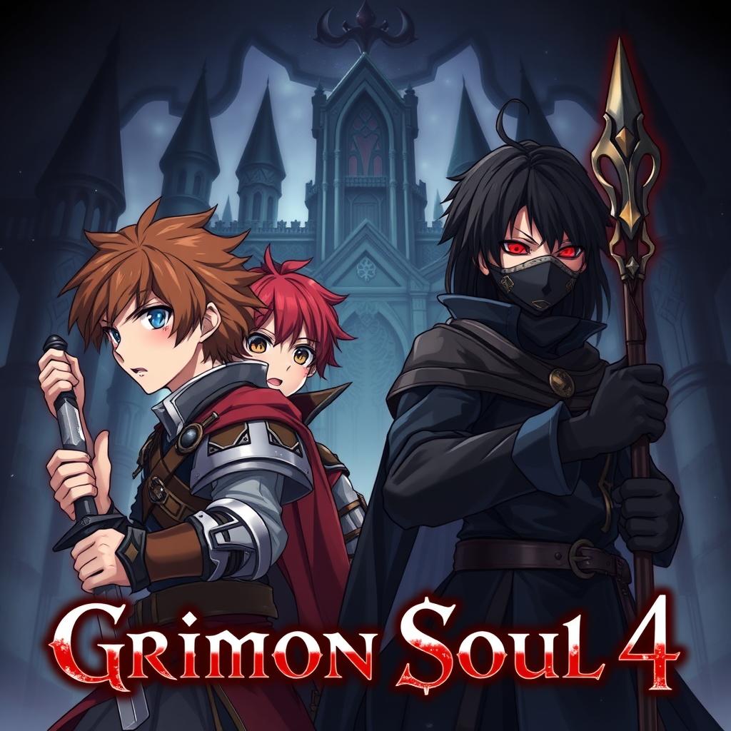 A dark fantasy anime cover for 'Grimon Soul 4'