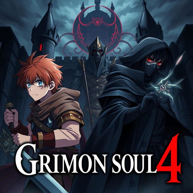 A dark fantasy anime cover for 'Grimon Soul 4'