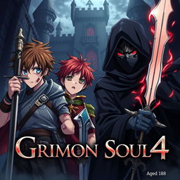 A dark fantasy anime cover for 'Grimon Soul 4'