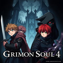 A dark fantasy anime cover for 'Grimon Soul 4'