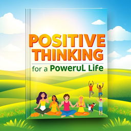 A vibrant and uplifting book cover design featuring the title 'Positive Thinking for a Powerful Life' in bold, inspiring typography